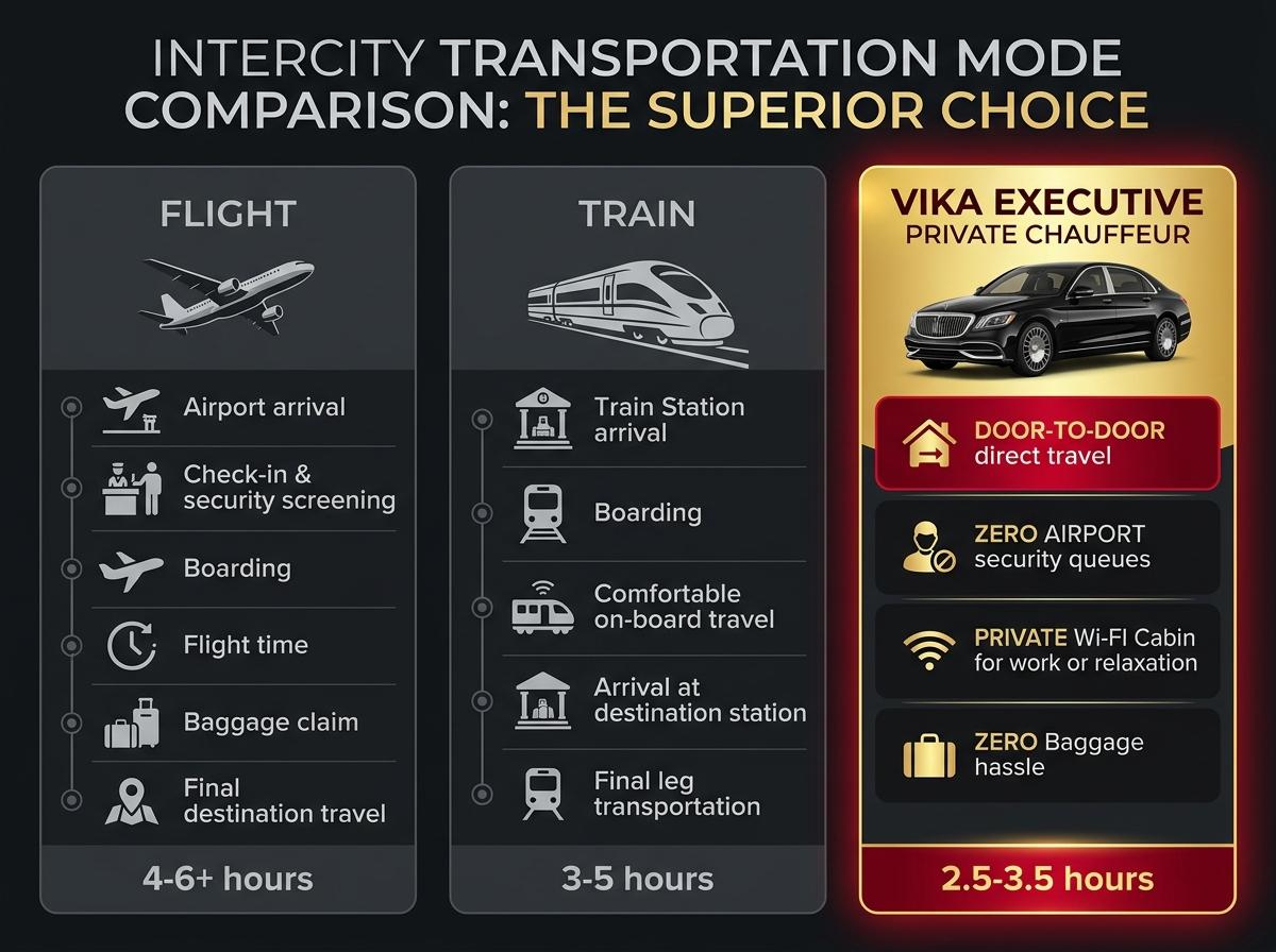 Visual Comparison: Point-to-Point Booking vs Dedicated Vika Executive Hourly Chauffeur